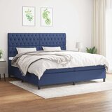  Box spring postelja z vzmetnico moder 200x200 cm blago, (20761184) Cene