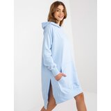 Fashion Hunters Light blue sweatshirt basic dress with hood | shoptok.hr