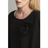 FASHION Black oversize blouse with a decorative flower | shoptok.hr