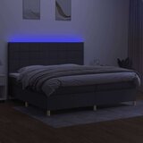  Box spring postelja z vzmetnico LED temno siva 200x200 cm blago, (20761166) | Shoptok.si