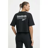 Reebok Bombažna kratka majica ženska, črna barva, 100075953