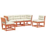  5-dijelni set vrtnih sofa s jastucima voštano smeđi od borovine | shoptok.hr