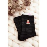 Aura.via Women's Patterned Socks with Bear Black | Shoptok.si