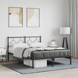 Maison Chic Kovinski Posteljni okvir - Dvoposteljna postelja - Zakonska postelja z vzglavjem črn 140x200 cm, (21692774) | Shoptok.si