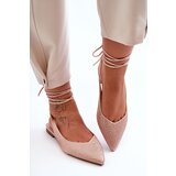 Boto Women's Lace-Up Ballet Flats Embellished with Studs Beige Jange | Eponuda.ba