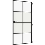 vidaXL Sobna vrata tanka crna 102 5x201 5 cm kaljeno staklo i aluminij | shoptok.hr