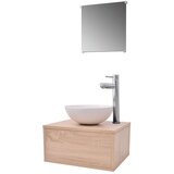 vidaXL 4-dijelni set kupaonskog namještaja s umivaonikom i slavinom bež | shoptok.hr