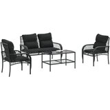 4-dijelni set vrtnih sofa od poliratana s jastucima crni | shoptok.hr