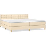  Box spring postelja z vzmetnico krem 200x200 cm blago, (20894591) | Shoptok.si