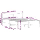 vidaXL Okvir kreveta voštano smeđi 135 x 190 cm od masivne borovine | shoptok.hr