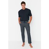 Trendyol Men's Navy Blue Indigo Plaid Regular Fit Woven Pajama Bottoms Cene'.'