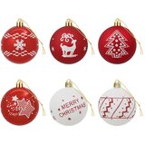  Set božićnih kuglica 30 kom. Crvena i bijela Ø 6 cm Plastika - Crvena i bijela (blagdanski natpis) | shoptok.hr