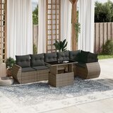 Maison Chic Seti vrtnega pohištva - Vrtna garnitura - Vrtni pohištvo set 7-delna z blazinami siv poli ratan, (21801183) | Shoptok.si