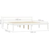  Posteljni okvir bel iz trdne borovine 180x200 cm, (20645028) | Shoptok.si