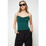 Trendyol Emerald Green Fitted/Slippery Turndown Collar Flexible Knitted Blouse cene