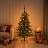  Umjetno božićno drvce s kuglicama 150 cm 150 LED lampica - 150 cm s LED-ima i crvenim lopticama | shoptok.hr