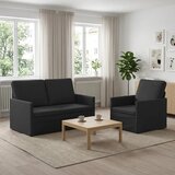  Set sofe 2 pcs Crna Tkanina - Crna 1-sjedalo + 2-sjedalo (120 cm) | shoptok.hr