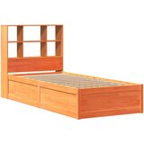 vidaXL Posteljni okvir brez vzmetnice voščeno rjav 75x190 cm borovina | Shoptok.si