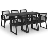  Zunanja jedilna garnitura 7-delna PVC ratan črna, (20598149) | Shoptok.si