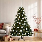  Umjetno božićno drvce s kuglicom 120 cm 150 LED lampica - Zelena 120 cm s LED žaruljama i bijelim kuglicama | shoptok.hr