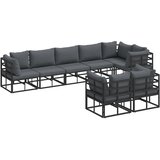  Sjedeća garnitura za vrt s jastukom 8 pcs Crna Aluminij | Eponuda.ba
