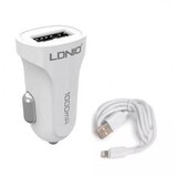  Auto punjac LDNIO 2.4A sa iPhone Lightning kablom beli | ePonuda.com