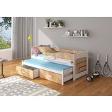 ADRK Otroka postelja TIARRO z ograjico in vzmetnicama 87 cm - BELA-ZLATI HRAST | Shoptok.si