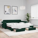  Dnevni krevet na razvlačenje tamnozeleni 100x200 cm baršunasti | shoptok.hr