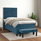 Box spring krevet s madracem tamnoplavi 100x200 cm baršunasti | shoptok.hr