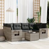 Maison Chic Seti vrtnega pohištva - Vrtna garnitura - Vrtni pohištvo set 7-delna z blazinami siv poli ratan, (21803017) | Shoptok.si