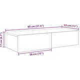 vidaXL zidna polica s ladicama umjetnički hrast 80x33x17 cm - hrast artisan 80 x 33 x 17 cm 1 | shoptok.hr
