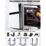 KOSKER stenski nosilec za PS5/PS5 Slim/PS5 Pro z držalom za slušalke in kontrolerje | Shoptok.si