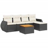  6-dijelni set vrtnih sofa s jastucima crni od poliratana | shoptok.hr