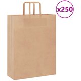 vidaXL Papirnate vrećice 250 kom s ručkama smeđe 32x12x42 cm | shoptok.hr