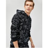 Koton Hooded Sweatshirt Skull Printed Pocket Detailed Long Sleeve | shoptok.hr