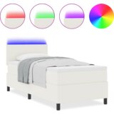  Postelja s vzmetnico in LED krem 100x200 cm iz žametne tkanine, (22116216) | Shoptok.si
