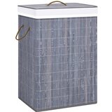  Košara za rublje od bambusa s 2 odjeljka siva 72 L | shoptok.hr