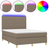  box spring s madracem LED smeđesivi 140x200 cm tkanina | shoptok.hr