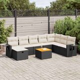vidaXL 9-dijelni set vrtnih sofa s jastucima crni od poliratana | shoptok.hr