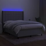  Krevet box spring s madracem LED svjetlosivi 140x200 cm tkanina | shoptok.hr