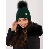 Fashionhunters Dark green winter hat with pompom RUE PARIS | Shoptok.si