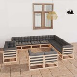  Vrtna sedežna garnitura 12-delna z blazinami trdna borovina, (20703912) | Shoptok.si