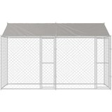  Kavez za psa s krovom Srebrno 400 x 200 x 256 cm Čelik i PE | shoptok.hr