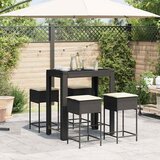  5-dijelni vrtni barski set od poliratana s jastucima crni Crna 100 x 60.5 x 110.5 cm | shoptok.hr