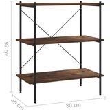 vidaXL 3-nadstropni regal s policami črn in temen les 80x40x92 cm | Shoptok.si