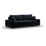 Cosmopolitan Design Temno modra žametna raztegljiva sedežna garnitura s prostorom za shranjevanje 250 cm Wicklow – | Shoptok.si