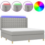  Krevet box spring s madracem LED svjetlosivi 180x200 cm tkanina | shoptok.hr