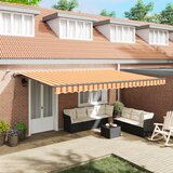 vidaXL avtomatska retraktibilna tenda z led rumena in oranžna 500x300 cm | Shoptok.si