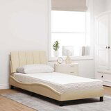  Krevet s madracem krem 90 x 190 cm od tkanine - Krema 90 x 190 cm | shoptok.hr