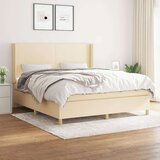  Box spring postelja z vzmetnico krem 180x200 cm blago Cene